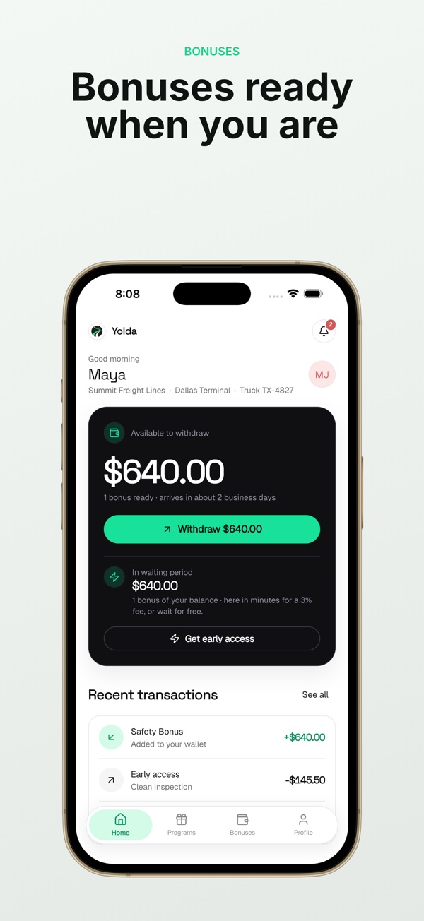 Yolda Driver App: bonuses ready to withdraw